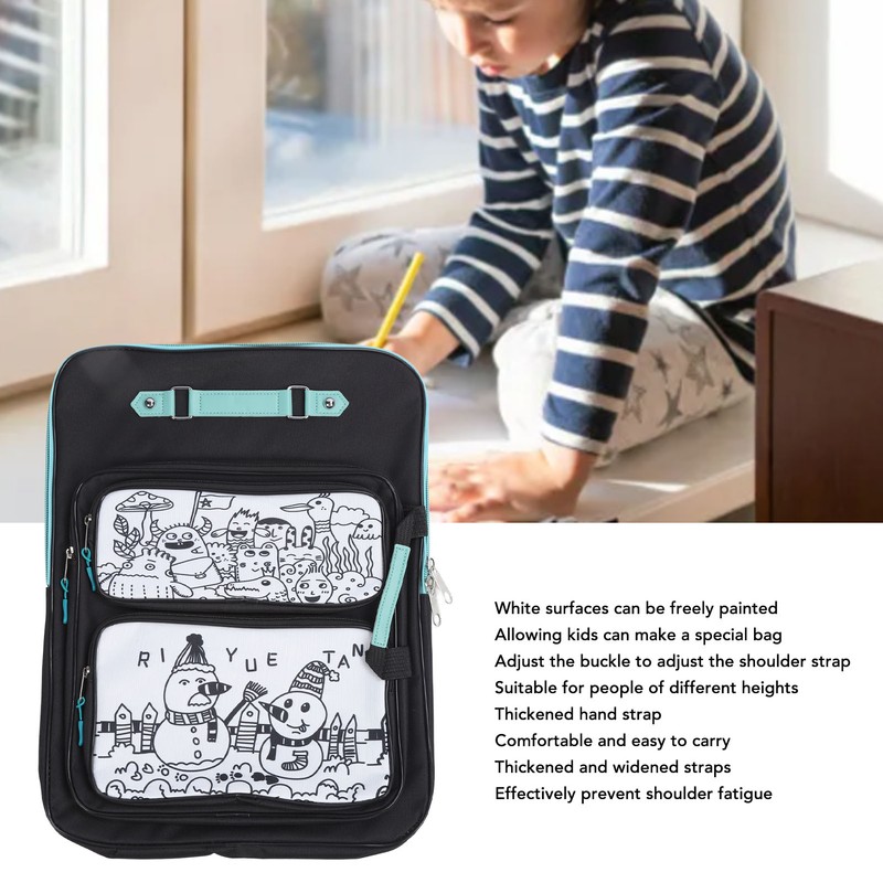 8K Kids Doodle Artwork Backpack Multi Pockets Smoothing Zipper Waterproof