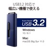 Elecom MF-SLU3128GBU 128GB USB Memory Stick with Strap Hole, Blue