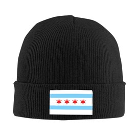ASYG Cute Chicago Flag Knit Hat Winter Warm Beanie Hat for Mens Women Ski Cap Chicago Beanie Hat