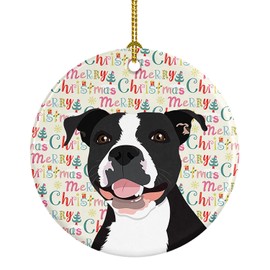 Caroline's Treasures Pit Bull Black #3 Christmas Ceramic Ornament Christmas Tree Hanging Decorations for Home Christmas Holiday, Party, Gift, 3 in, Multicolor