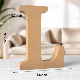 Aruatu 12 Inch Balsa Wooden Letters Unfinished Wood Letters for Wall Decor Decorative Standing Letters Large Letters for Wall Decoration for Craft Home Party Projects (L)