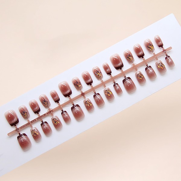 Oxblood Press On Nails French Tip Micro Glitter Press-On Nails