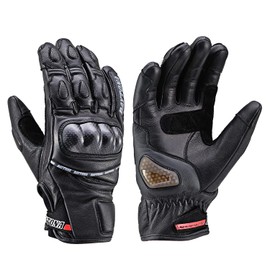 Daytona HBG-036 Motorcycle Gloves, Goatskin, Carbon Protector, Compatible with Touch Panels, All Seasons, Genuine Leather, All Sports Short, Medium Size, Black 99223