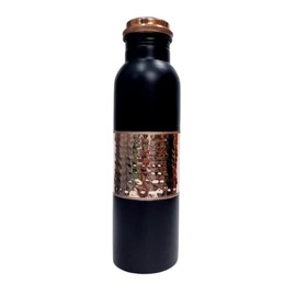 Ornate International Copper Water Bottle Middle sequnse hammered 1000 ml for Drinking Water (Black)