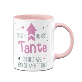 Tassenbrennerei Tasse So sieht die beste Tante der Welt aus wenn sie Kaffee trinkt - Geschenk mit Spruch lustig (Tante-Rosa)