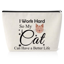 Cat Gift Cosmetic Bag for Women Cat Themed Gifts for Daughter Best Friend Teen Girl Colleague Bestie Sister Cat Lover Gifts Cat Accessories Animal Lovers Makeup Bag Funny Kitten Cat Owner Gift