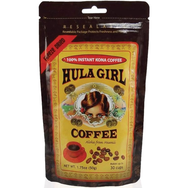 Hula Girl 100% Hawaiian Kona Freeze Dried Instant Coffee (Pack
