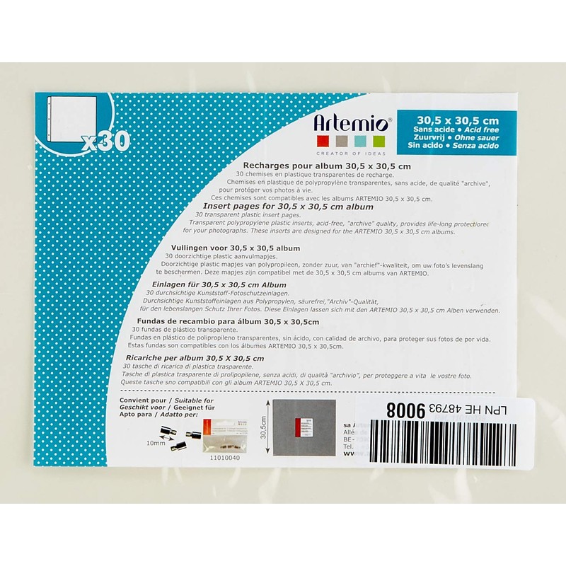 Artemio 30 Sheets 12x12 Inch 30 Sheets Transparent Photo Album