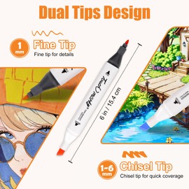 Brled 80 Colors Alcohol Markers with Free App, ‎Chisel Tip and Fine Tip, Alcohol-Based Marker for Artists, Art Markers for Painting, Coloring, Sketching and Drawing,Great Gift Idea