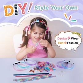 lillimasy Girls Headbands Making Kit, Fashion DIY Hair Bands for Kids | Unique Arts & Craft Kits | Fashion Hair Accessories Making Set Birthday Gifts for Girls Ages 6+
