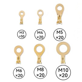 150pcs Round Terminal Set M3 M4 M5 M6 M8 M10 Kit Connector Kit Brass Ring Cable Lugs Round Terminals Copper Lugs Crimp Cable Wire Terminals Auto Motorcycle Repair Processing Connectors