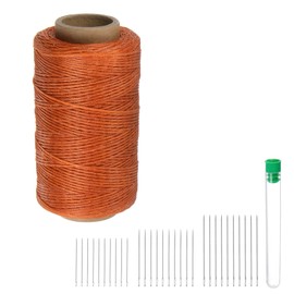 sourcing map Thread for Sewing Upholstery Thread 284 Yards 260m 150D Waxed Polyester Thread Wear-Resistant Embroidery Cord String Cotton with 30pcs Needles for Quilting Leather, Orange