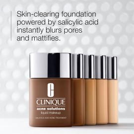 Clinique Acne Solutions Liquid Foundation Makeup With Salicylic Acid For Dry Combination to Oily Skin Types | Medium Coverage, Natural Matte Finish, Stone
