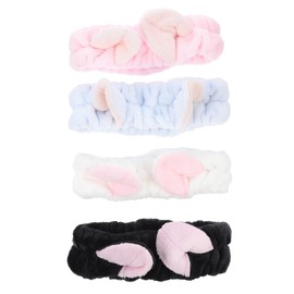 FRCOLOR 4pcs Makeup Headband Car Headgear Miss Coral Fleece