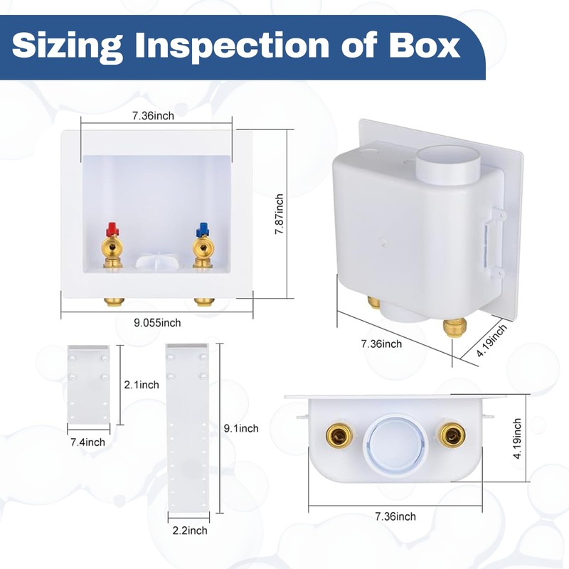 1-PACK GUOFIS Washing Machine Outlet Box, PEX Laundry Washer Box
