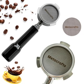 Espresso Portafilter 51mm Bottomless - Compatible for 51 mm Delonghi EC0680, E0685, SMEG & EUPA Coffee Machines - Open, Naked, Flat - Stainless Steel Filter Basket & Puck Screen Included (Black)