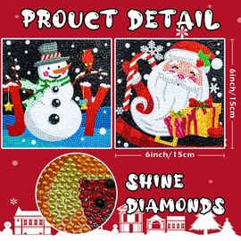 Labeol 4 Pieces 5D Diamond Art Kit for Kids Art and Crafts for Kids Ages 6-8 -10-12 DIY Painting Kit Crystal Easy Painting Art Craft Set for Home 5D Full Drill (Chirstmas)