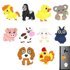 KEQAR Children's Fridge Magnets, Magnets for Magnetic Board, Animals Magnets, Magnets from 1 Year, Gift Toy Education, Pack of 10