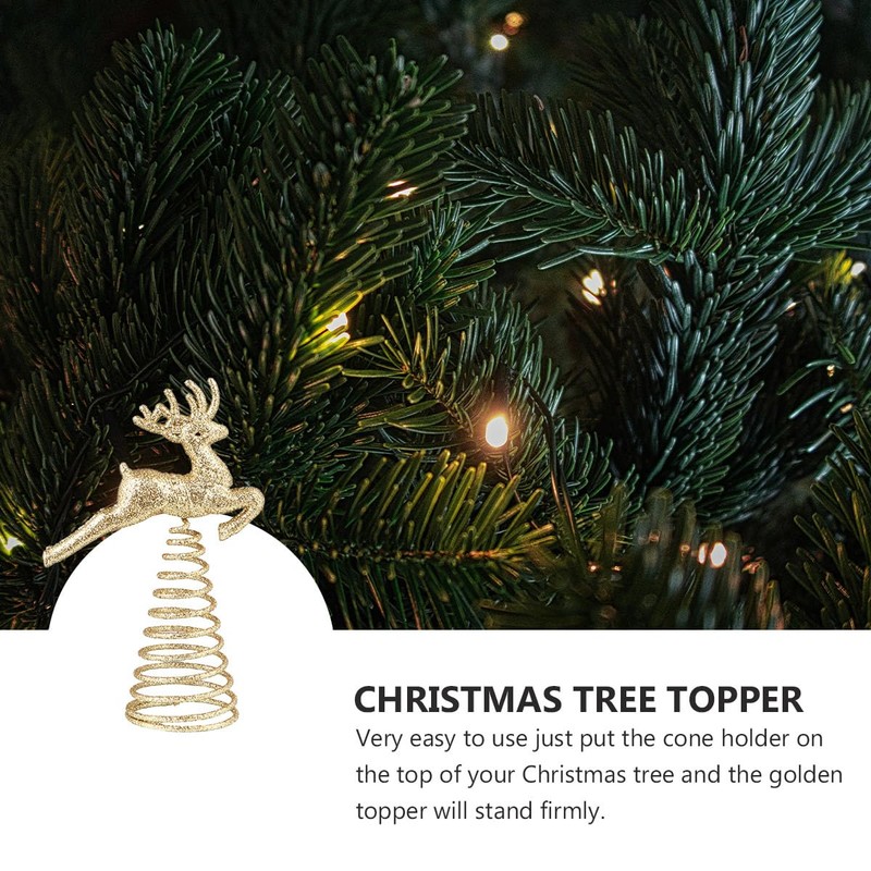 BESPORTBLE Reindeer Tree Topper Gold Tree Topper Glitter Christmas Tree