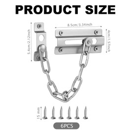 1PCS Stainless Steel Door Chain,Door Chain Internal Door Lock,Door Chains for Front Door,Chain Lock for Door Anti Theft Home Safe Nickel Plated Door Locks with Screws.