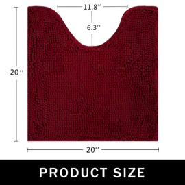 AINAHYVA Toilet Rugs U-Shaped,Super Absorbent Chenille Bathroom Rugs and Strong PVC Non-Slip Backing for Toilets Rug Set,Machine Washable,Bath Mats for Bathrooms,20"x 20",Burgundy