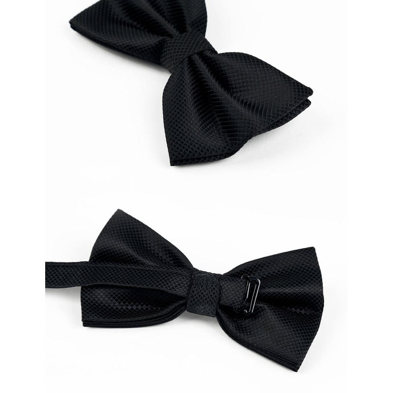 Alizeal Mens Solid Mini Squares Formal Banded Bow Ties (Black)