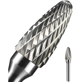 Sworker 1Pc 1/4 Carbide Burr Set 1/4" Shank Head Dia 10mm Tree-Shape Die Grinder Bits Rotary Tools Attachment Kit Rasp Accessories Metal Wood Stone Steel Grinding Deburring Cutting Porting Carving