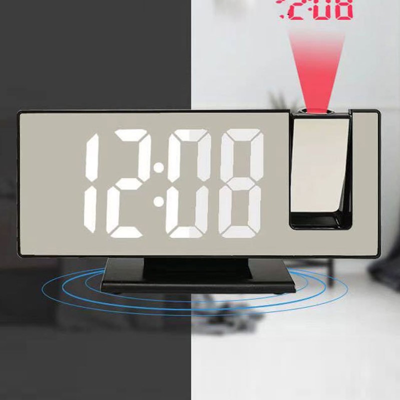 Projection Alarm Clock Large Screen ABS Mirror Surface LED Based