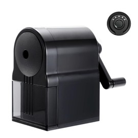 Pencil Sharpener Manual Pencil Sharpener with Container 5 Positions Adjustable Thickness Sharpener with Crank Suitable for Children Artists Students Office Black