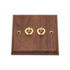Double Toggle Switch Retro Walnut Wood Wall Mount Panel with