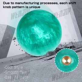 WENJTP Marble Style Round Ball Shift Knob - Universal Fit for 5 & 6 Speed Manual/Automatic Vehicles, with 3 Adapters HTRACING (Light Green)