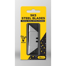 Veltec SK5 Steel Blades for Heavy Duty Utility Knife Box Cutter, Carpet Cutter, 10 Pack with Dispenser