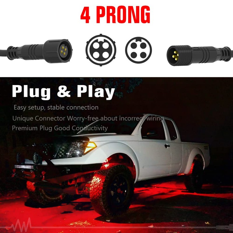 MICTUNING 2PCS 10FT 4 Pin Extension Cables - Exclusive for