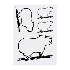 4 x 'Capybara' Temporary Tattoos - Water Resistant, Skin-Safe, Non-Toxic Transfers, Mixed Sizes (TO00044445)