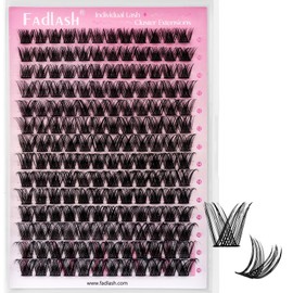 FADLASH FADLASH Lash Clusters Natural Eyelash Clusters 10-16mm DIY D Curl Cluster Eyelash Extensions Waterproof Individual Lashes with Soft Thin Band for Self Use (YS01, 10-16mm)