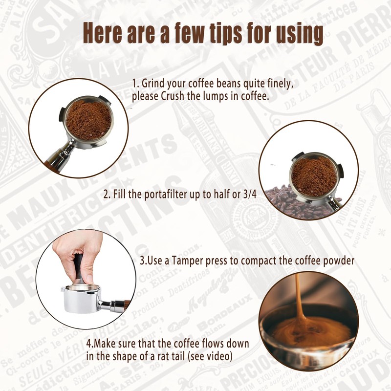 51mm Bottomless Portafilter, AolKee Reusable Coffee Strainholder, 51mm Three Ear