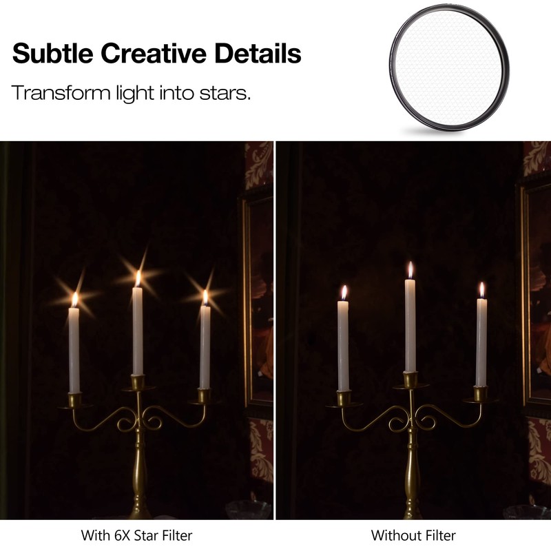 Walking Way 6 Points Sparkle Star Filter 58 MM Variable
