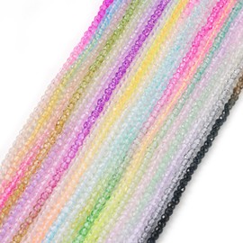 PandaHall 20 Strands 2mm Gradient Round Glass Beads Faceted Crystal Glass Loose Beads for Crafts Bracelet Jewelry Making