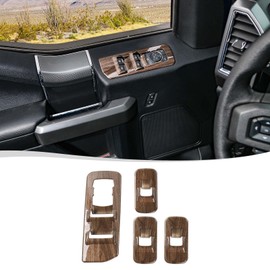 Voodonala for F-150 2015-2020 Window Lift Panel Cover Trims for Ford F150 2015-2020 Interior Decoration Accessories(ABS,4Pcs/Set,Wood)
