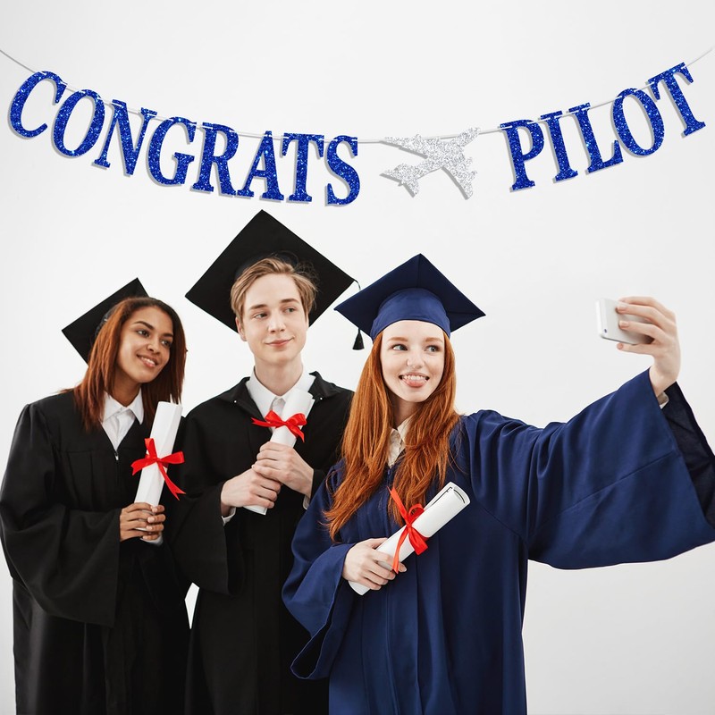 Congrats Pilot Banner, Congrats Grad, Congrats USAF/Future Pilot, Adventure Awaits,
