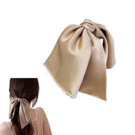 Hair Clip, Ribbon, Large, Hair Clip, Stylish, Secure, Adult, Hair Accessory, Cute, Korean Hair Ornament, Wedding, School Entrance Ceremony, Date, Office, Women's, Pearl, Satin, Large Ribbon (Beige)