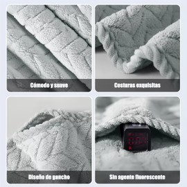 3 Piezas Tuallas Toallas Baño Completo Grande 70×140 Cm(Gris Oscuro+Gris Claro+Verde) Vellón Coral Fibras Superfinas Sin Pelusa Absorbentes Toalla de Baño Súper Suave y Muy Absorbente para Hogar Baño