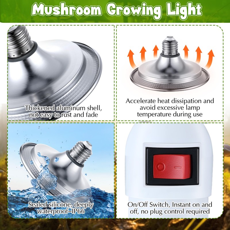 Meonum 2 Pack LED Growing Lights for Mushroom Unique Spectrum