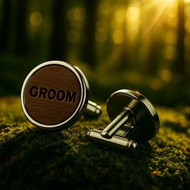 Groom Cufflinks Groom Natural Wood Wedding Gift Classic Men's Jewelry Shirt Cufflinks Gift for Men, Wood