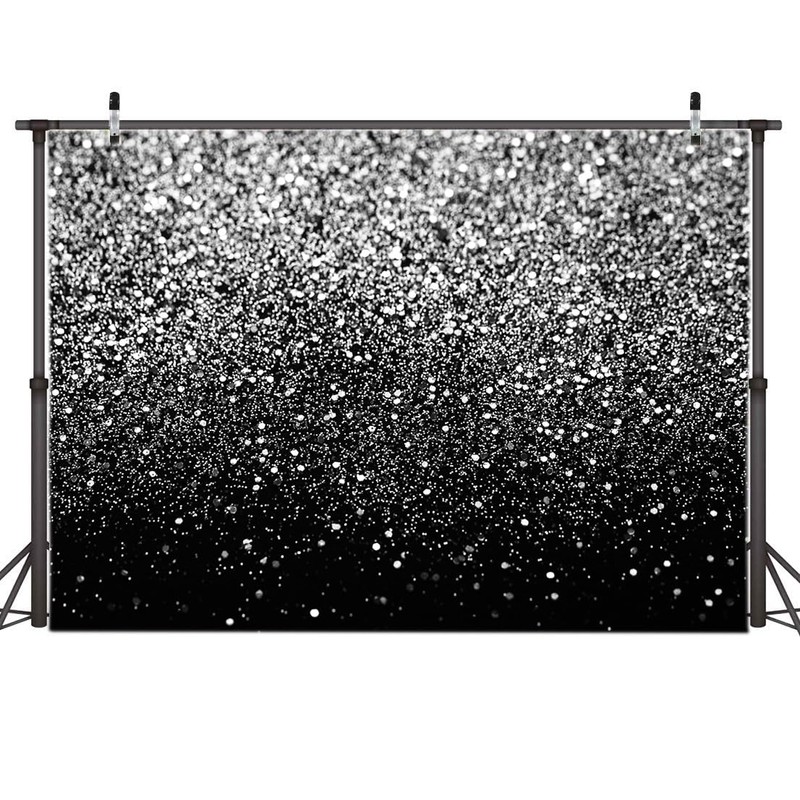 AIIKES 8x6FT Black and Silver Backdrop Silver Flash Backdrop Birthday