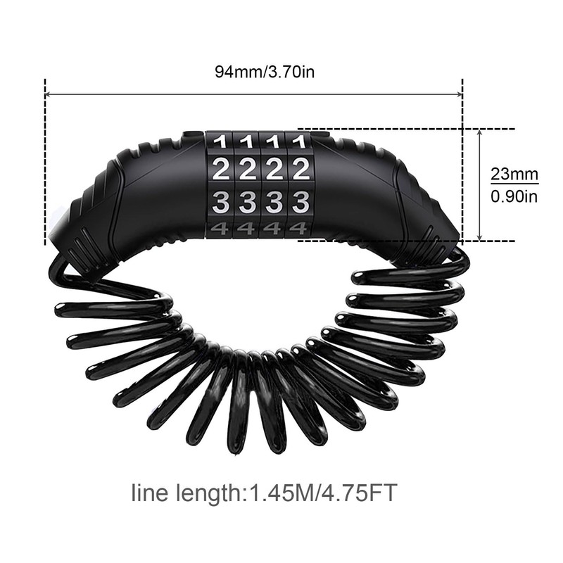 Windance 2pcs Motorcycle Helmet Lock Cable, Password Combination Security Lock,