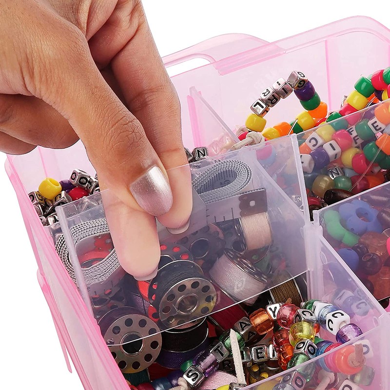 SacJkt Craft Storage Box, Compartments Divider Organizer, 3 Layers 18
