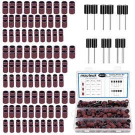 mxuteuk Sanding Drum Set, Including 138 Pieces Aluminum Oxide 80 120 240Grit Drum Sanding Sleeves and 12 Pieces Drum Mandrels Sanding Drums with Box