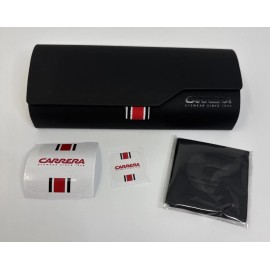 CARRERA Hard Black Carrying Case Eyeglass Sunglasses W/ Cleaning Cloth, Stickers