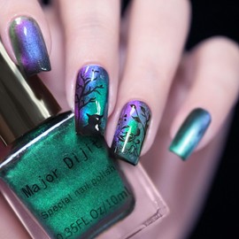 Major Dijit Cat Eye Nail Polish Quick Dry Glitter Nail Polish with Magnetic Stick, Vegan, and Cruelty-Free Nail Paint Art for Nail Salon